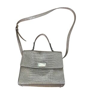 KATE SPADE Knightsbridge Doris Croc Embossed Satchel Leather Crossbody‎ Taupe